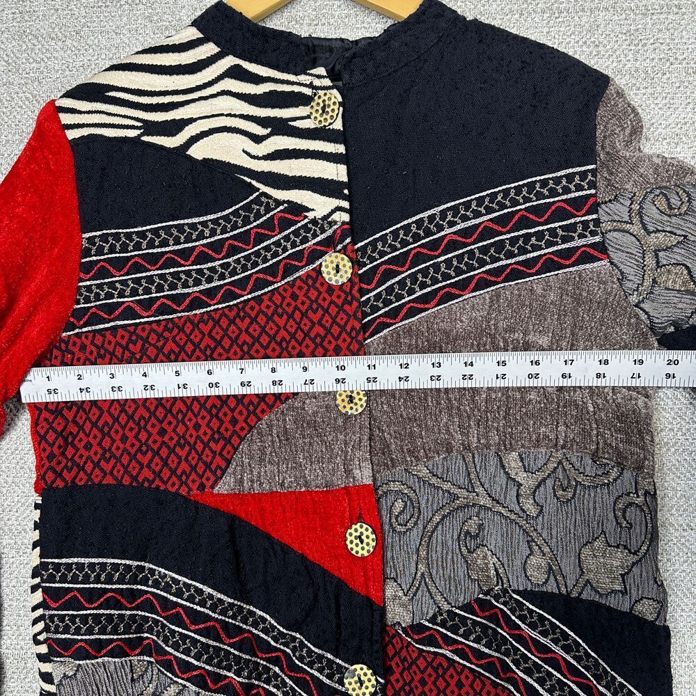 VTG Indigo Moon Sz M Tapestry Jacket Jacquard Boho Patchwork Artsy Animal Zebra - Picture 4 of 14